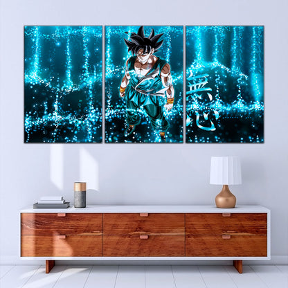 Dragon Ball Super Goku Ultra Instinct Canvas Wall Art - 5 Piece Split Panel DBZ Anime Poster - Ready to Hang Living Room Man Cave Decor - DR5034