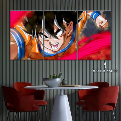 Dragon Ball Super Goku Ultra Instinct Canvas Wall Art - 5 Piece Split Panel DBZ Anime Poster - Ready to Hang Living Room Man Cave Decor - DR5036