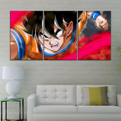 Dragon Ball Super Goku Ultra Instinct Canvas Wall Art - 5 Piece Split Panel DBZ Anime Poster - Ready to Hang Living Room Man Cave Decor - DR5036