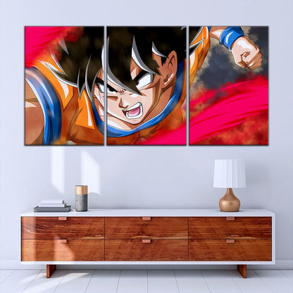 Dragon Ball Super Goku Ultra Instinct Canvas Wall Art - 5 Piece Split Panel DBZ Anime Poster - Ready to Hang Living Room Man Cave Decor - DR5036