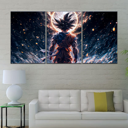 Dragon Ball Super Goku Ultra Instinct Canvas Wall Art - 5 Piece Split Panel DBZ Anime Poster - Ready to Hang Living Room Man Cave Decor - DR5074