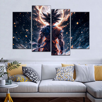 Dragon Ball Super Goku Ultra Instinct Canvas Wall Art - 5 Piece Split Panel DBZ Anime Poster - Ready to Hang Living Room Man Cave Decor - DR5074