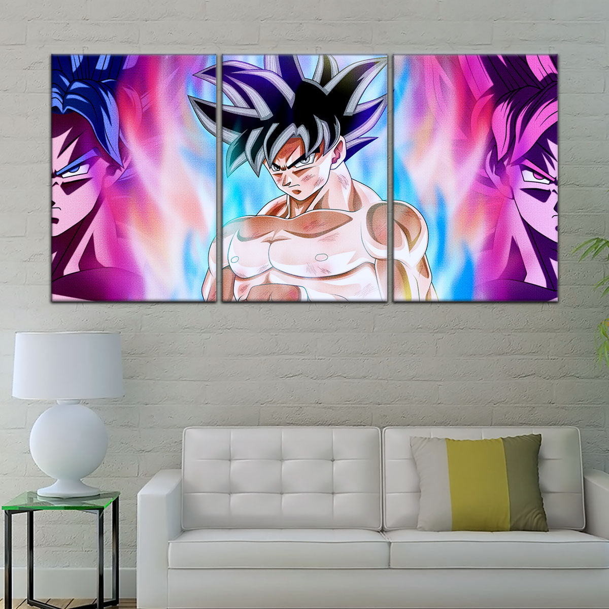 Dragon Ball Super Goku Ultra Instinct Canvas Wall Art - 5 Piece Split Panel DBZ Anime Poster - Ready to Hang Living Room Man Cave Decor - DR5077