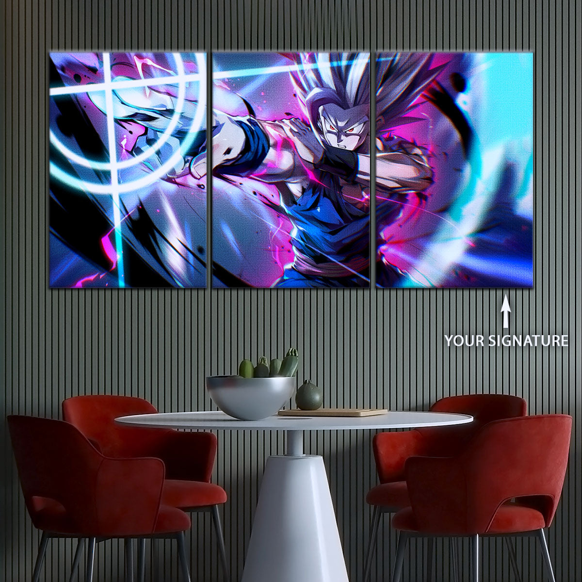 Dragon Ball Super Hero Beast Gohan Canvas Wall Art - 5 Piece Split Panel DBZ Anime Poster - Framed Ready to Hang Living Room Man Cave Decor - DR5030