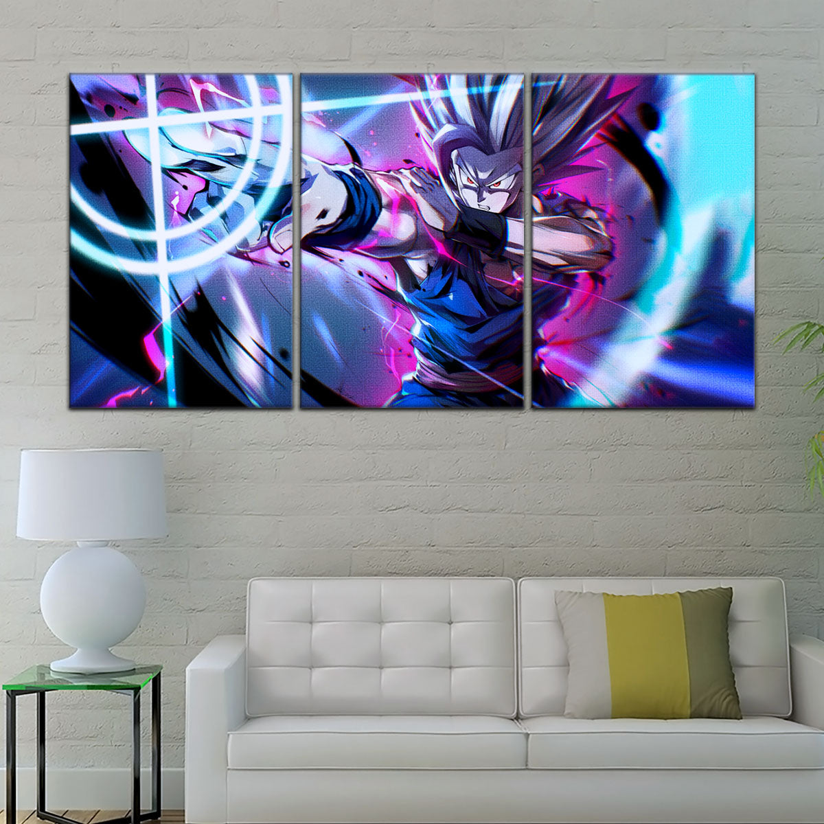 Dragon Ball Super Hero Beast Gohan Canvas Wall Art - 5 Piece Split Panel DBZ Anime Poster - Framed Ready to Hang Living Room Man Cave Decor - DR5030