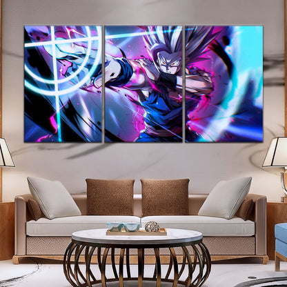 Dragon Ball Super Hero Beast Gohan Canvas Wall Art - 5 Piece Split Panel DBZ Anime Poster - Framed Ready to Hang Living Room Man Cave Decor - DR5030