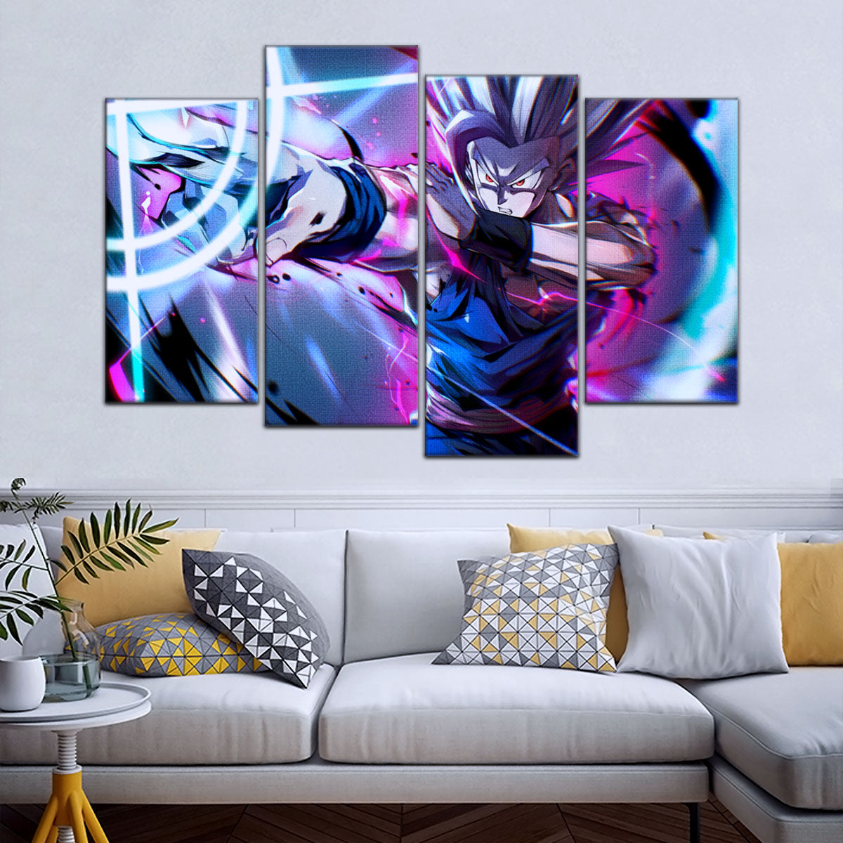Dragon Ball Super Hero Beast Gohan Canvas Wall Art - 5 Piece Split Panel DBZ Anime Poster - Framed Ready to Hang Living Room Man Cave Decor - DR5030