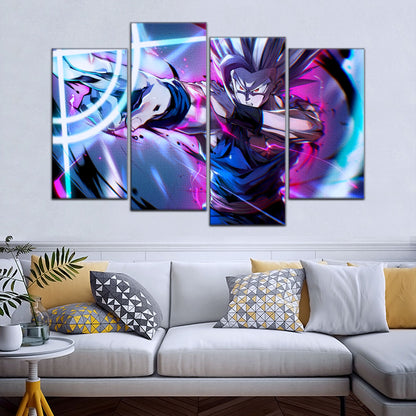 Dragon Ball Super Hero Beast Gohan Canvas Wall Art - 5 Piece Split Panel DBZ Anime Poster - Framed Ready to Hang Living Room Man Cave Decor - DR5030