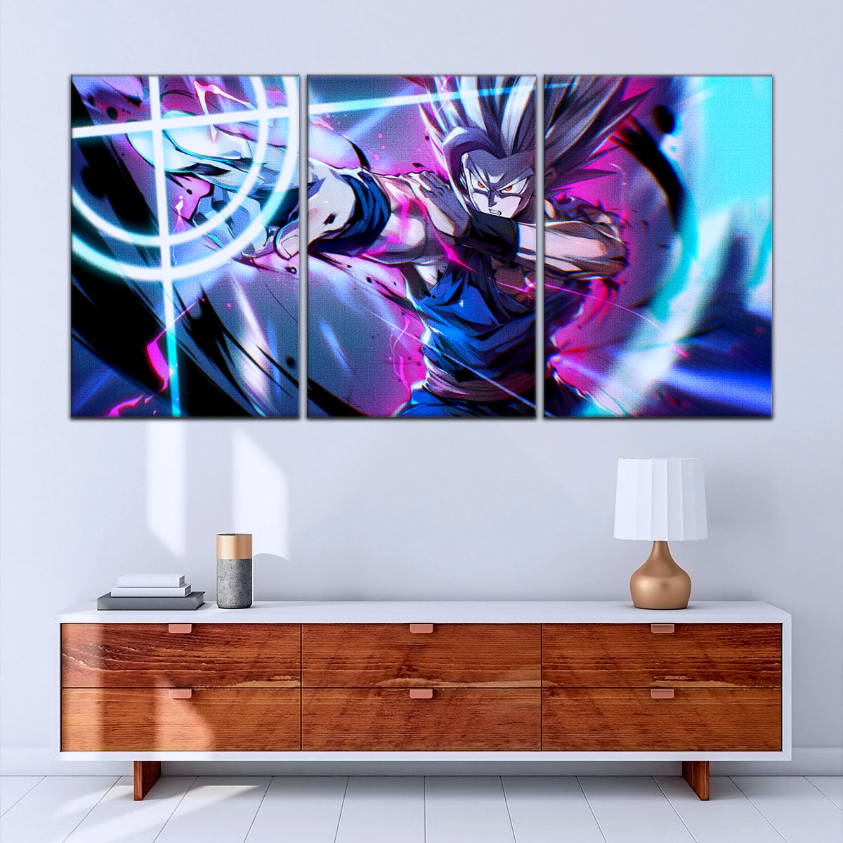Dragon Ball Super Hero Beast Gohan Canvas Wall Art - 5 Piece Split Panel DBZ Anime Poster - Framed Ready to Hang Living Room Man Cave Decor - DR5030