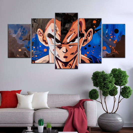 Dragon Ball Super Hero Gohan Canvas Wall Art - 5 Piece Split Panel DBZ Anime Poster - Framed Ready to Hang Living Room Man Cave Decor - DR5029