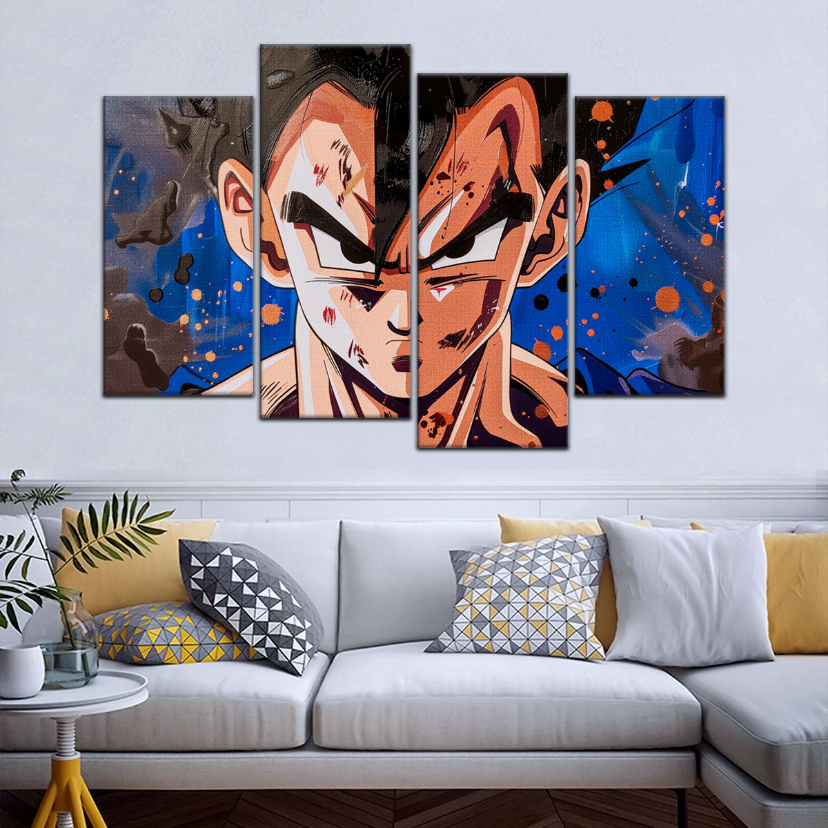 Dragon Ball Super Hero Gohan Canvas Wall Art - 5 Piece Split Panel DBZ Anime Poster - Framed Ready to Hang Living Room Man Cave Decor - DR5029
