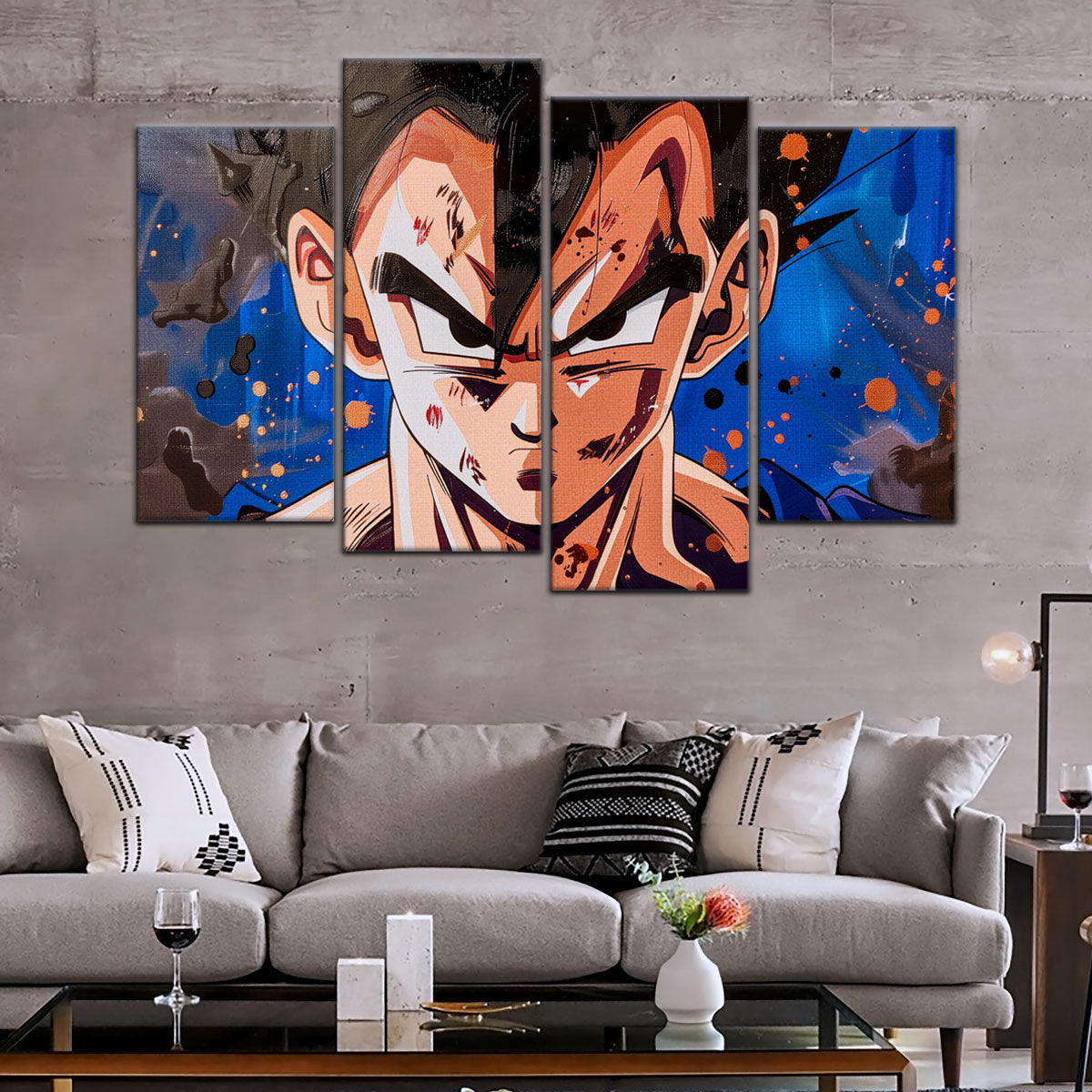 Dragon Ball Super Hero Gohan Canvas Wall Art - 5 Piece Split Panel DBZ Anime Poster - Framed Ready to Hang Living Room Man Cave Decor - DR5029