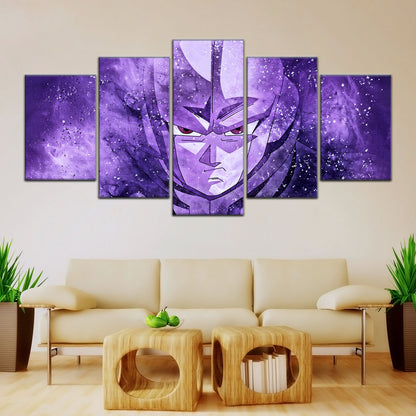 Dragon Ball Super Hit Awakens Canvas Wall Art - 5 Piece Split Panel DBZ Anime Poster - Framed Ready to Hang Living Room Man Cave Decor - DR5084
