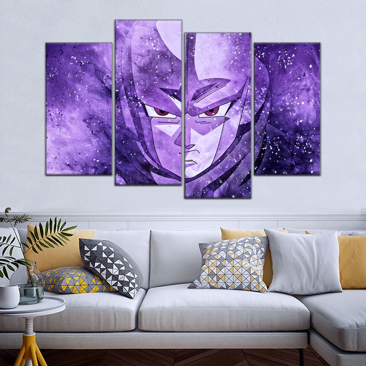 Dragon Ball Super Hit Awakens Canvas Wall Art - 5 Piece Split Panel DBZ Anime Poster - Framed Ready to Hang Living Room Man Cave Decor - DR5084