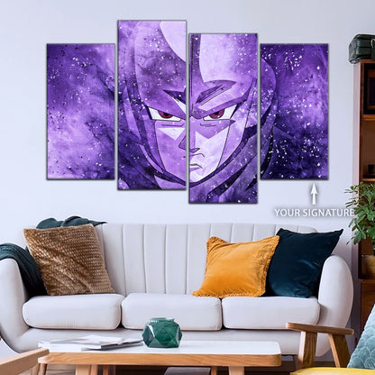 Dragon Ball Super Hit Awakens Canvas Wall Art - 5 Piece Split Panel DBZ Anime Poster - Framed Ready to Hang Living Room Man Cave Decor - DR5084