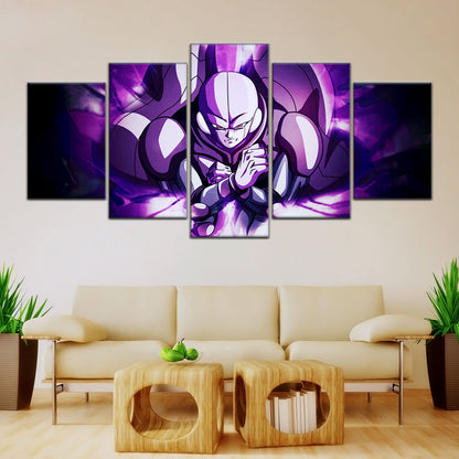 Dragon Ball Super Hit Awakens Canvas Wall Art - 5 Piece Split Panel DBZ Anime Poster - Framed Ready to Hang Living Room Man Cave Decor - DR5085
