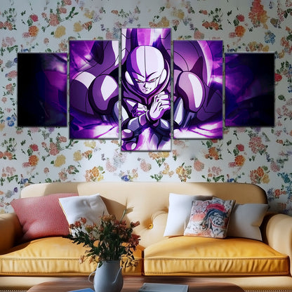 Dragon Ball Super Hit Awakens Canvas Wall Art - 5 Piece Split Panel DBZ Anime Poster - Framed Ready to Hang Living Room Man Cave Decor - DR5085