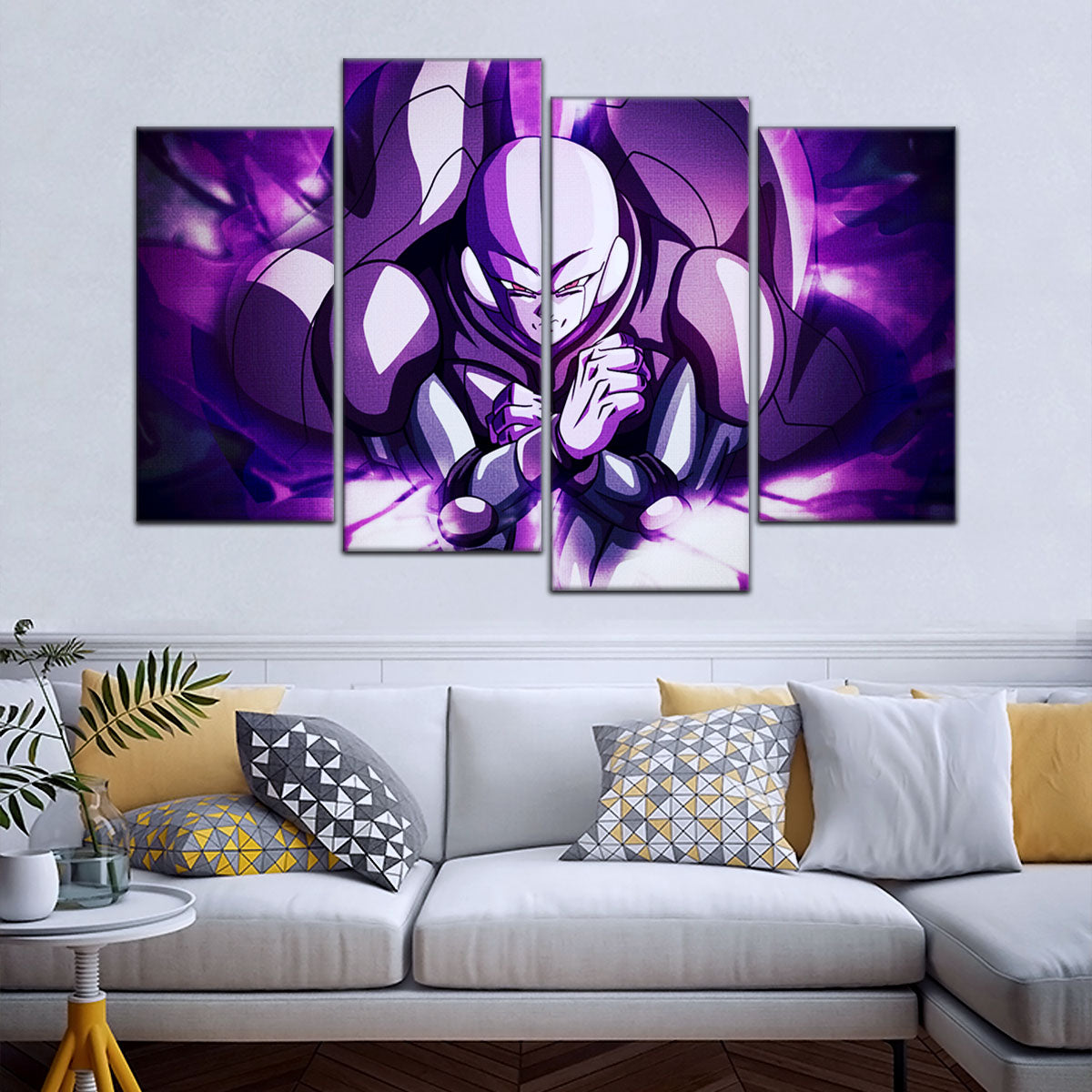 Dragon Ball Super Hit Awakens Canvas Wall Art - 5 Piece Split Panel DBZ Anime Poster - Framed Ready to Hang Living Room Man Cave Decor - DR5085