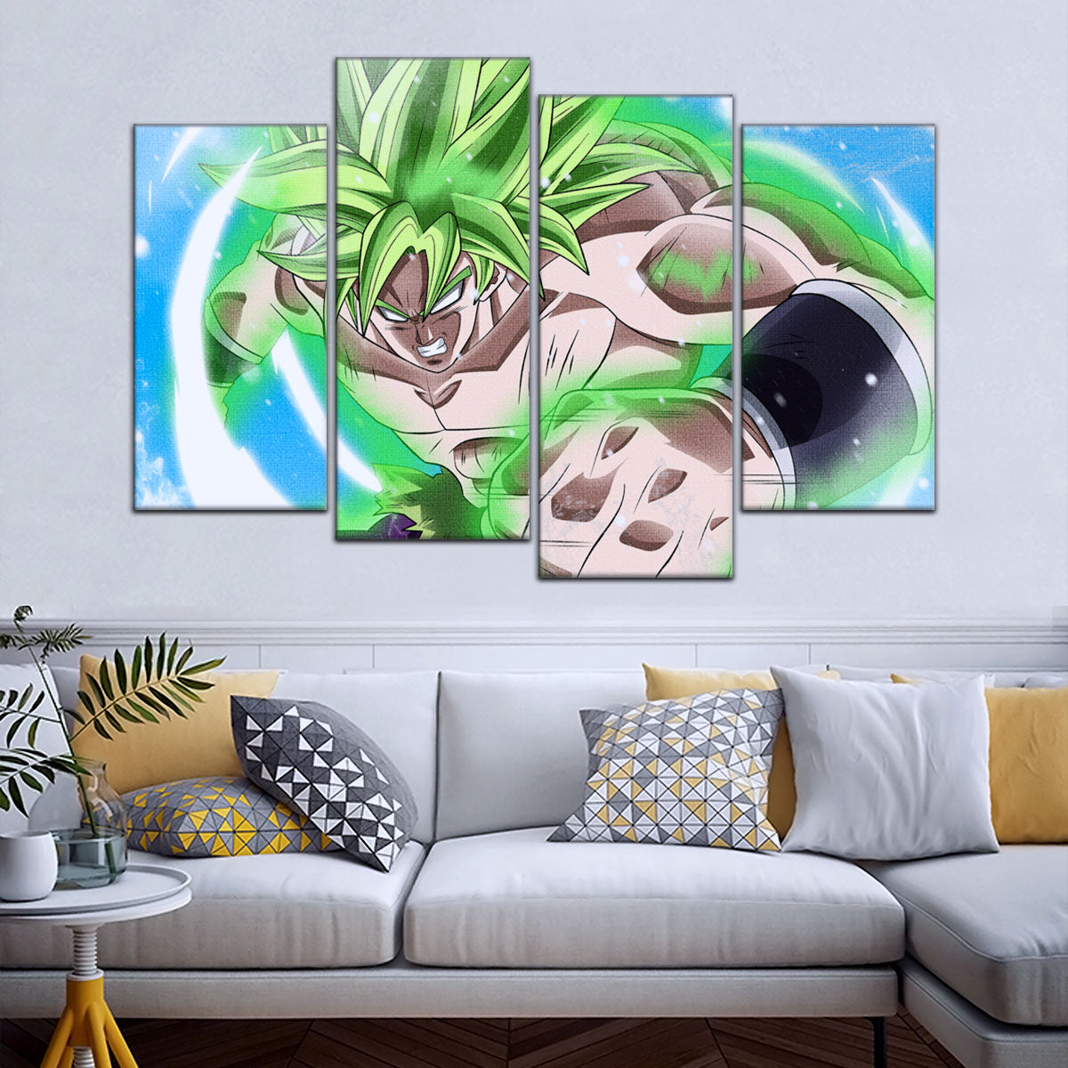 Dragon Ball Super Legendary Saiyan Broly Canvas Wall Art - 5 Piece Split Panel DBZ Anime Poster - Ready to Hang Living Room Man Cave Decor - DR5022