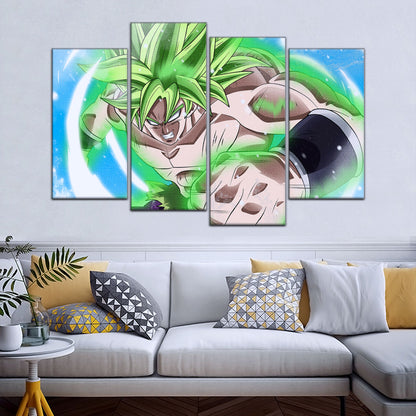 Dragon Ball Super Legendary Saiyan Broly Canvas Wall Art - 5 Piece Split Panel DBZ Anime Poster - Ready to Hang Living Room Man Cave Decor - DR5022