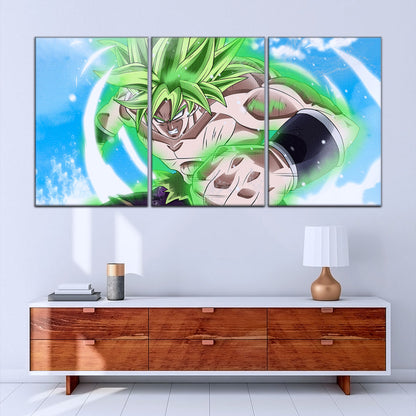 Dragon Ball Super Legendary Saiyan Broly Canvas Wall Art - 5 Piece Split Panel DBZ Anime Poster - Ready to Hang Living Room Man Cave Decor - DR5022