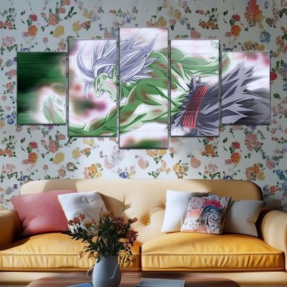 Dragon Ball Super Merged Zamasu Canvas Wall Art - 5 Piece Split Panel DBZ Anime Poster - Framed Ready to Hang Living Room Man Cave Decor - DR5137