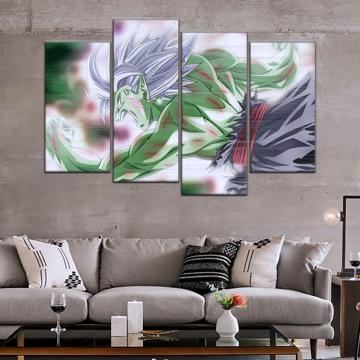 Dragon Ball Super Merged Zamasu Canvas Wall Art - 5 Piece Split Panel DBZ Anime Poster - Framed Ready to Hang Living Room Man Cave Decor - DR5137