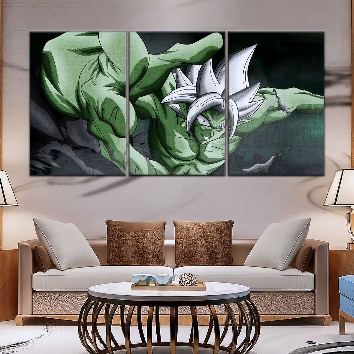 Dragon Ball Super Merged Zamasu Canvas Wall Art - 5 Piece Split Panel DBZ Anime Poster - Framed Ready to Hang Living Room Man Cave Decor - DR5139