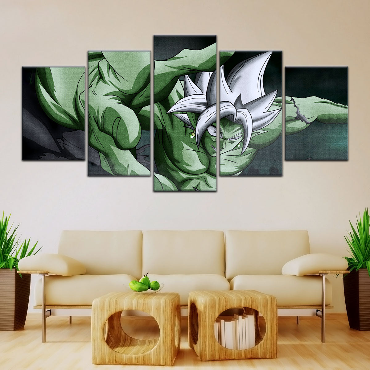 Dragon Ball Super Merged Zamasu Canvas Wall Art - 5 Piece Split Panel DBZ Anime Poster - Framed Ready to Hang Living Room Man Cave Decor - DR5139