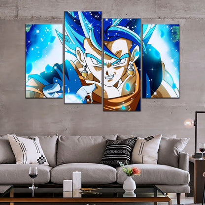 Dragon Ball Super Saiyan Blue Vegito Canvas Wall Art - 5 Piece Split Panel DBZ Anime Poster - Framed Ready to Hang Living Room Man Cave Decor - DR5131