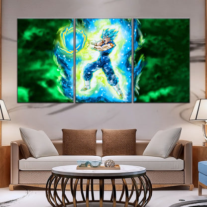 Dragon Ball Super Saiyan Blue Vegito Canvas Wall Art - 5 Piece Split Panel DBZ Anime Poster - Framed Ready to Hang Living Room Man Cave Decor - DR5132