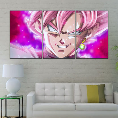Dragon Ball Super Saiyan Rose Black Goku Canvas Wall Art - 5 Piece Split Panel DBZ Anime Poster - Ready to Hang Living Room Man Cave Decor - DR5005