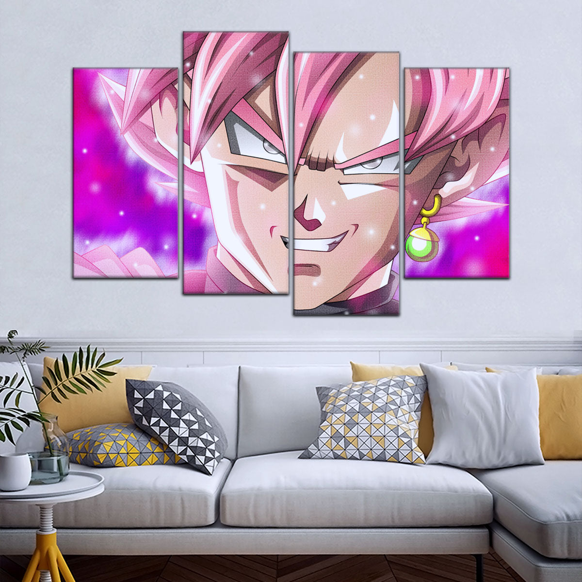 Dragon Ball Super Saiyan Rose Black Goku Canvas Wall Art - 5 Piece Split Panel DBZ Anime Poster - Ready to Hang Living Room Man Cave Decor - DR5005
