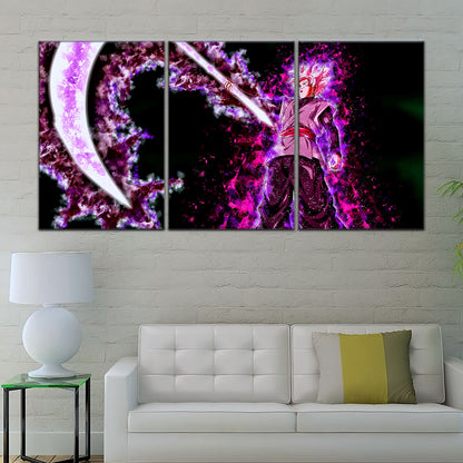 Dragon Ball Super Saiyan Rose Black Goku Canvas Wall Art - 5 Piece Split Panel DBZ Anime Poster - Ready to Hang Living Room Man Cave Decor - DR5006