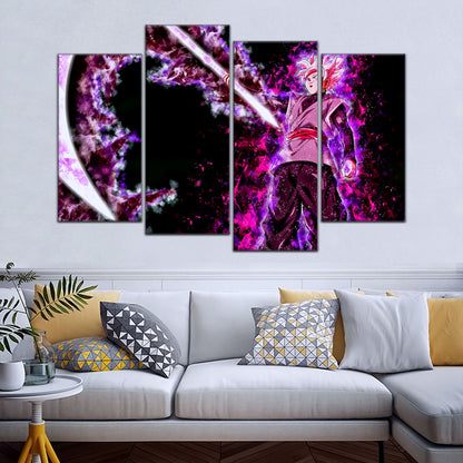 Dragon Ball Super Saiyan Rose Black Goku Canvas Wall Art - 5 Piece Split Panel DBZ Anime Poster - Ready to Hang Living Room Man Cave Decor - DR5006
