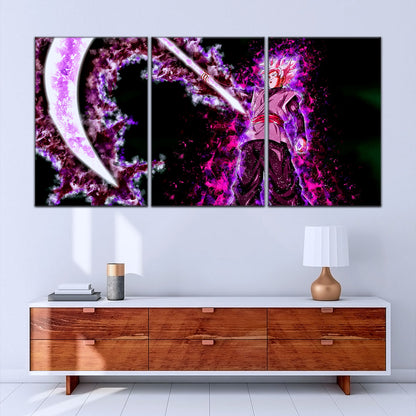 Dragon Ball Super Saiyan Rose Black Goku Canvas Wall Art - 5 Piece Split Panel DBZ Anime Poster - Ready to Hang Living Room Man Cave Decor - DR5006