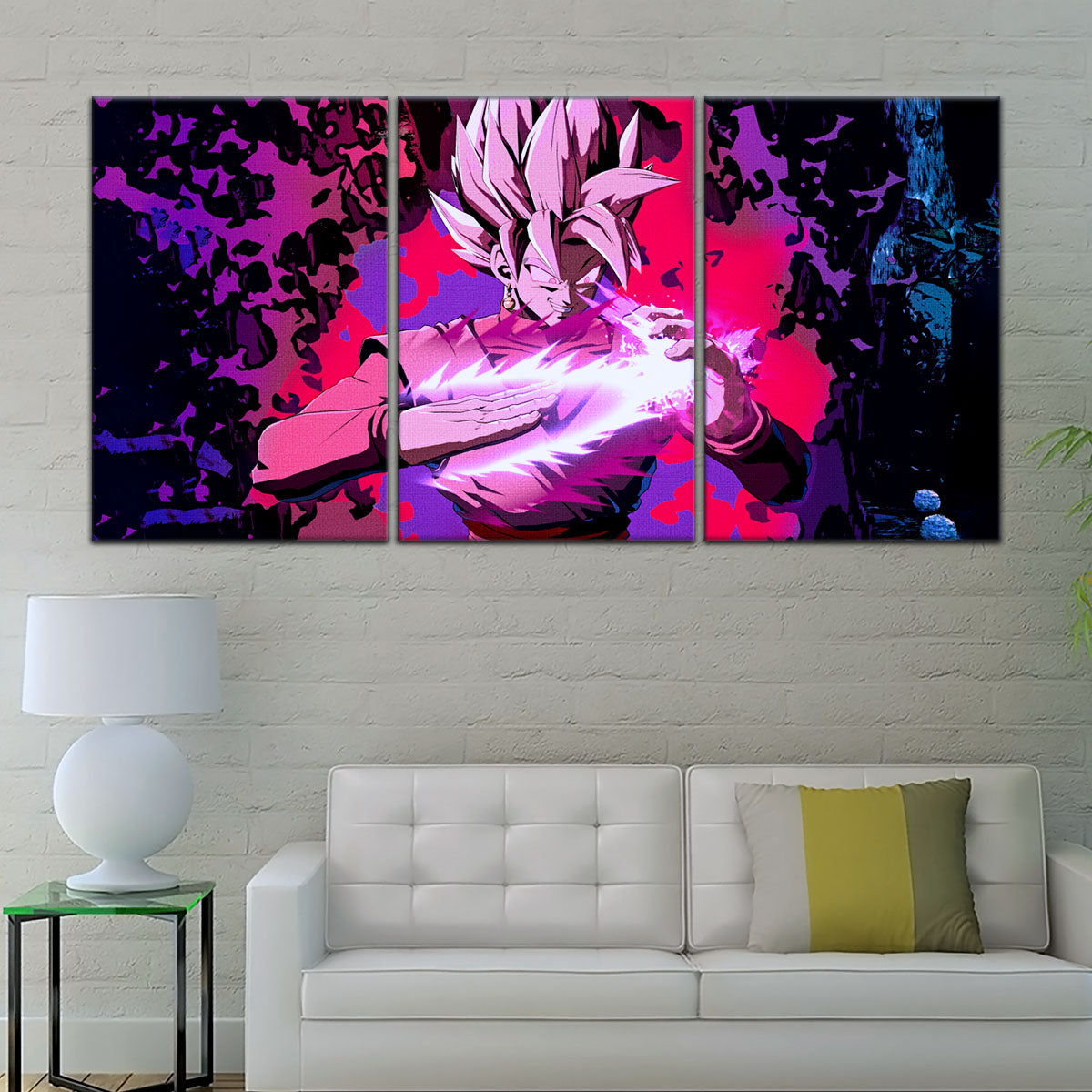 Dragon Ball Super Saiyan Rose Black Goku Canvas Wall Art - 5 Piece Split Panel DBZ Anime Poster - Ready to Hang Living Room Man Cave Decor - DR5007