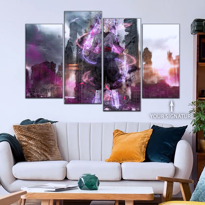 Dragon Ball Super Saiyan Rose Black Goku Canvas Wall Art - 5 Piece Split Panel DBZ Anime Poster - Ready to Hang Living Room Man Cave Decor - DR5008