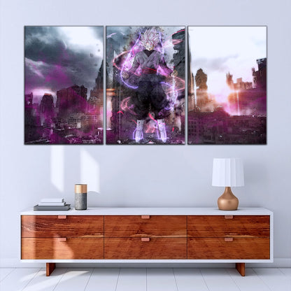Dragon Ball Super Saiyan Rose Black Goku Canvas Wall Art - 5 Piece Split Panel DBZ Anime Poster - Ready to Hang Living Room Man Cave Decor - DR5008