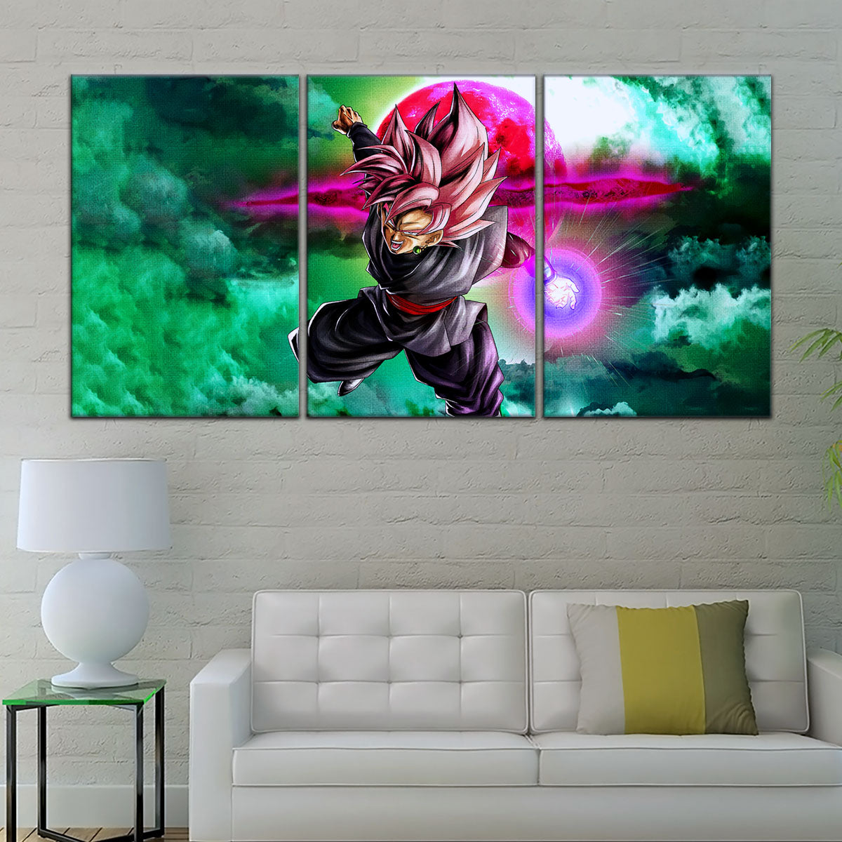 Dragon Ball Super Saiyan Rose Black Goku Canvas Wall Art - 5 Piece Split Panel DBZ Anime Poster - Ready to Hang Living Room Man Cave Decor - DR5009
