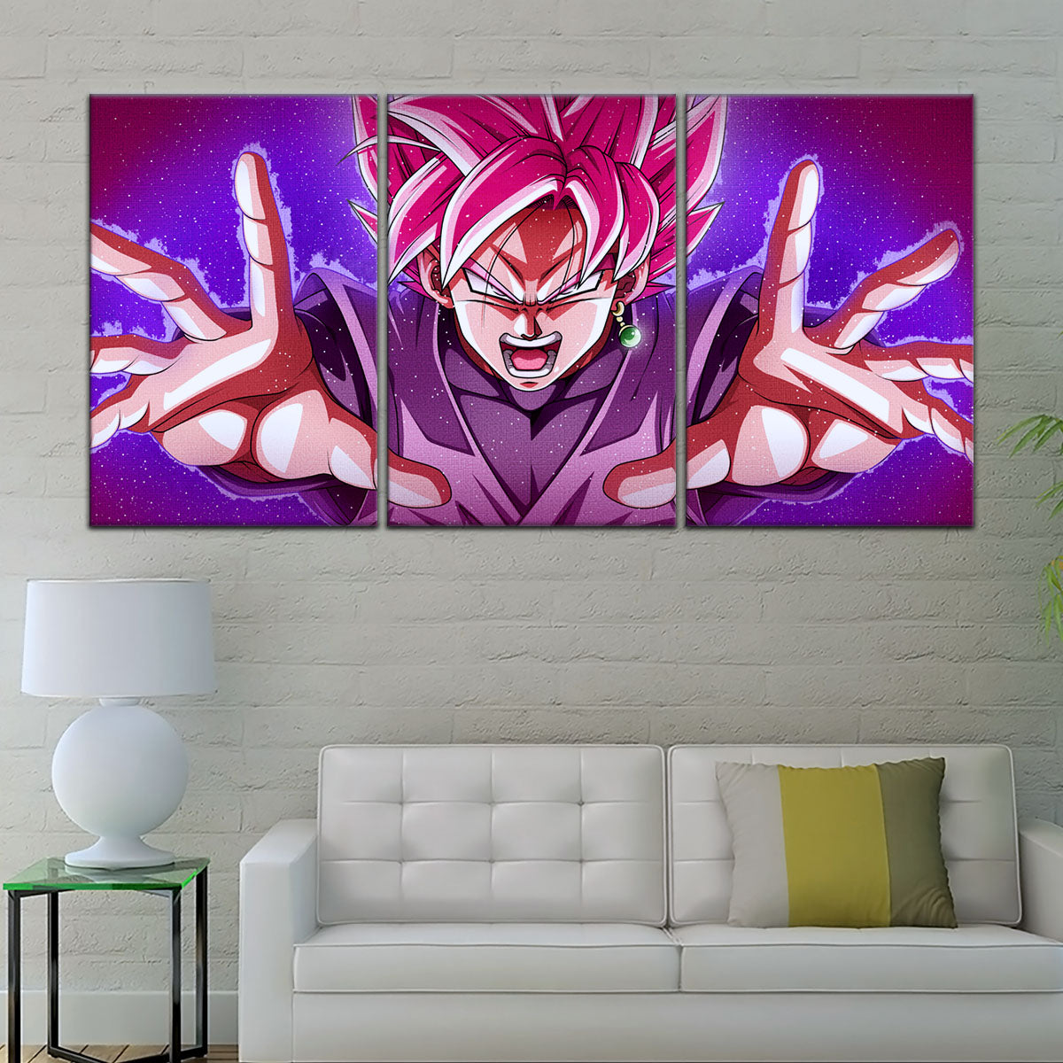 Dragon Ball Super Saiyan Rose Black Goku Canvas Wall Art - 5 Piece Split Panel DBZ Anime Poster - Ready to Hang Living Room Man Cave Decor - DR5012