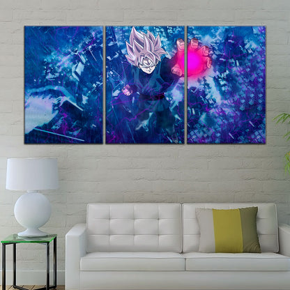 Dragon Ball Super Saiyan Rose Black Goku Canvas Wall Art - 5 Piece Split Panel DBZ Anime Poster - Ready to Hang Living Room Man Cave Decor - DR5014