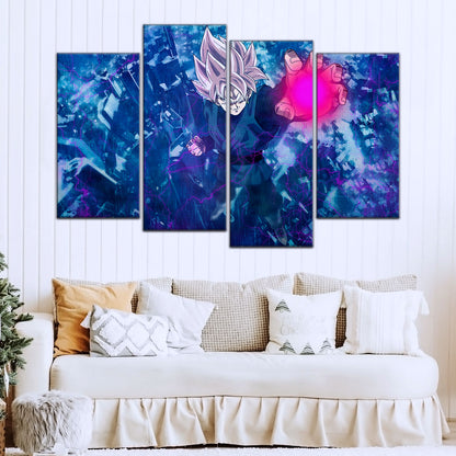 Dragon Ball Super Saiyan Rose Black Goku Canvas Wall Art - 5 Piece Split Panel DBZ Anime Poster - Ready to Hang Living Room Man Cave Decor - DR5014