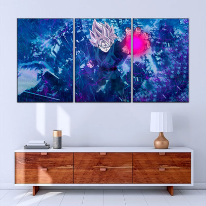 Dragon Ball Super Saiyan Rose Black Goku Canvas Wall Art - 5 Piece Split Panel DBZ Anime Poster - Ready to Hang Living Room Man Cave Decor - DR5014
