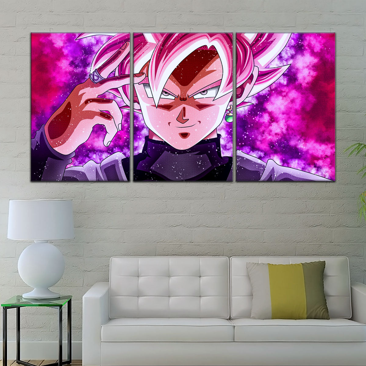 Dragon Ball Super Saiyan Rose Black Goku Canvas Wall Art - 5 Piece Split Panel DBZ Anime Poster - Ready to Hang Living Room Man Cave Decor - DR5134
