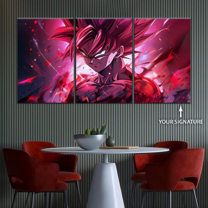Dragon Ball Super Saiyan Rose Goku Black Canvas Wall Art - 5 Piece Split Panel DBZ Anime Poster - Ready to Hang Living Room Man Cave Decor - DR5073