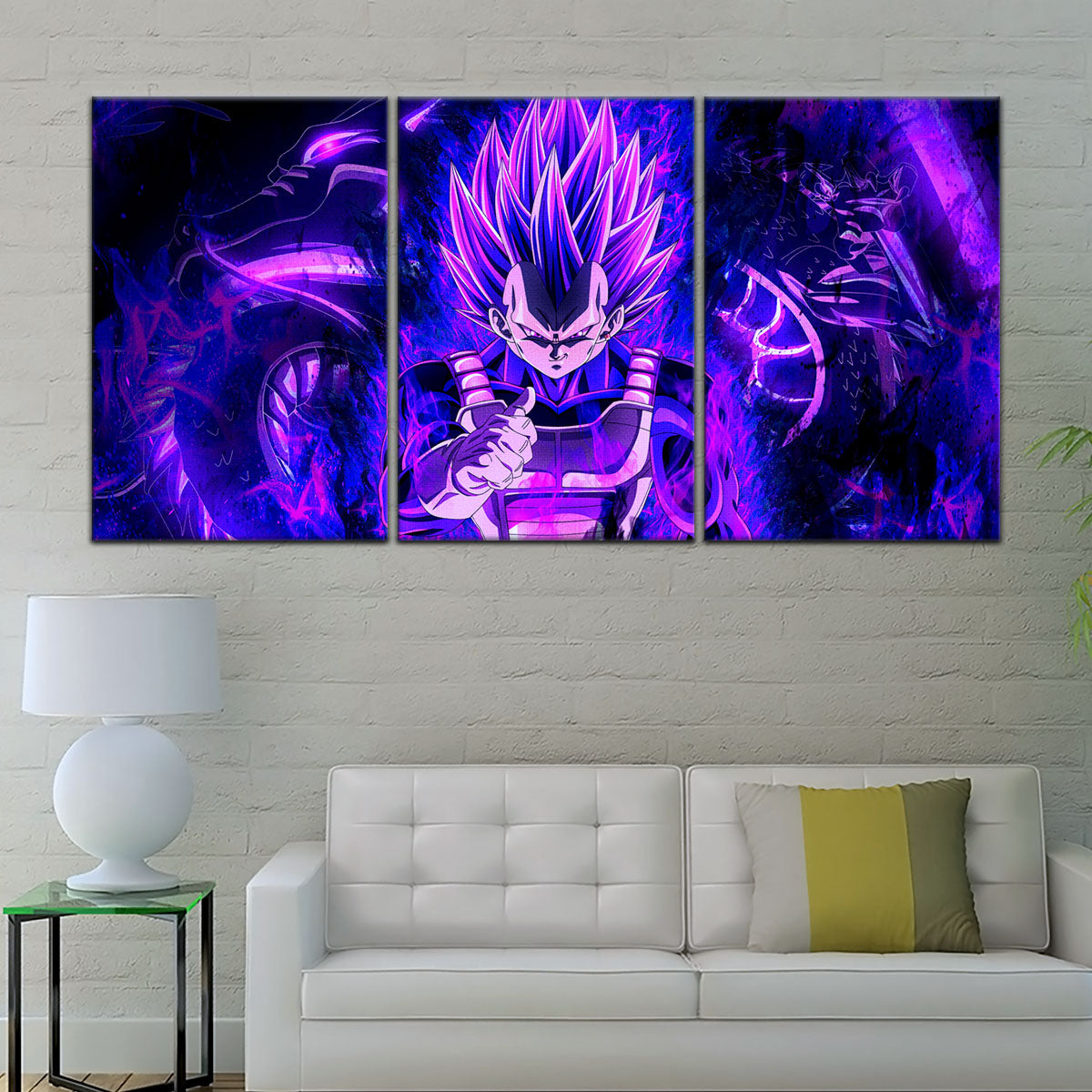 Dragon Ball Super Ultra Ego Vegeta Canvas Wall Art - 5 Piece Split Panel DBZ Anime Poster - Framed Ready to Hang Living Room Man Cave Decor - DR5112