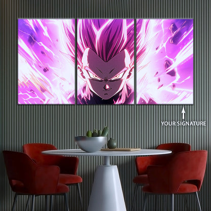 Dragon Ball Super Ultra Ego Vegeta Canvas Wall Art - 5 Piece Split Panel DBZ Anime Poster - Framed Ready to Hang Living Room Man Cave Decor - DR5126