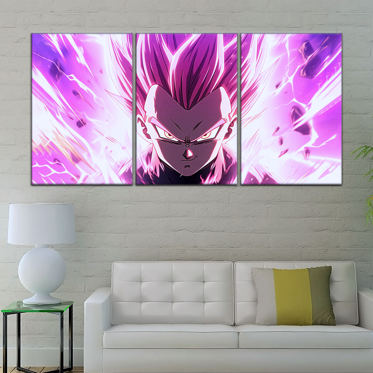 Dragon Ball Super Ultra Ego Vegeta Canvas Wall Art - 5 Piece Split Panel DBZ Anime Poster - Framed Ready to Hang Living Room Man Cave Decor - DR5126
