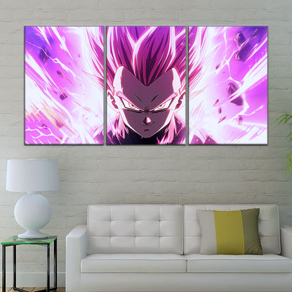 Dragon Ball Super Ultra Ego Vegeta Canvas Wall Art - 5 Piece Split Panel DBZ Anime Poster - Framed Ready to Hang Living Room Man Cave Decor - DR5126